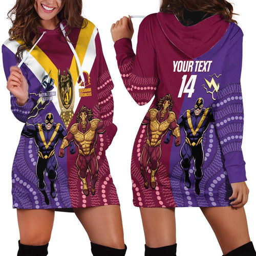 Storm And Broncos Rugby Custom Hoodie Dress Melbourne Brisbane Final Together Mascots Style - Aussie Hoodie