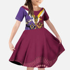 Storm And Broncos Rugby Custom Kid Short Sleeve Dress Melbourne Brisbane Final Together Mascots Style - Aussie Hoodie