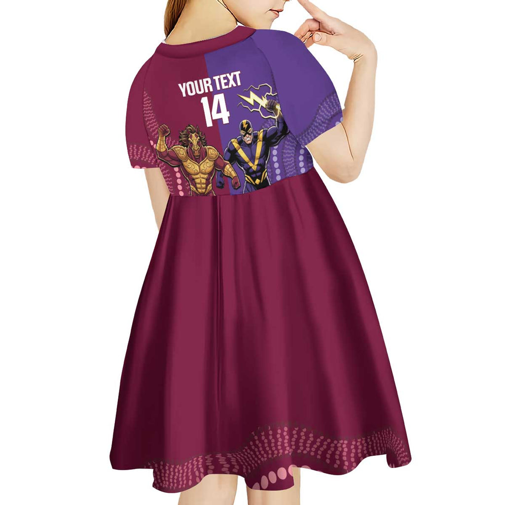 Storm And Broncos Rugby Custom Kid Short Sleeve Dress Melbourne Brisbane Final Together Mascots Style - Aussie Hoodie