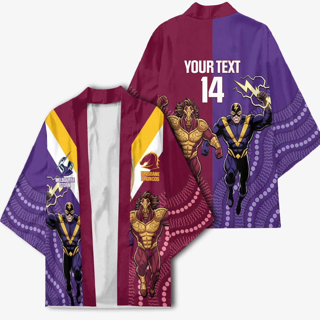 Storm And Broncos Rugby Custom Kimono Melbourne Brisbane Final Together Mascots Style - Aussie Hoodie