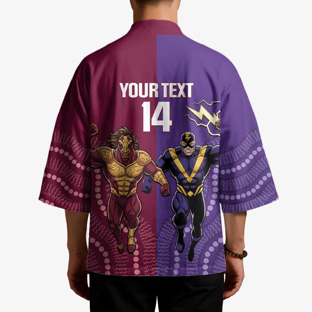 Storm And Broncos Rugby Custom Kimono Melbourne Brisbane Final Together Mascots Style - Aussie Hoodie