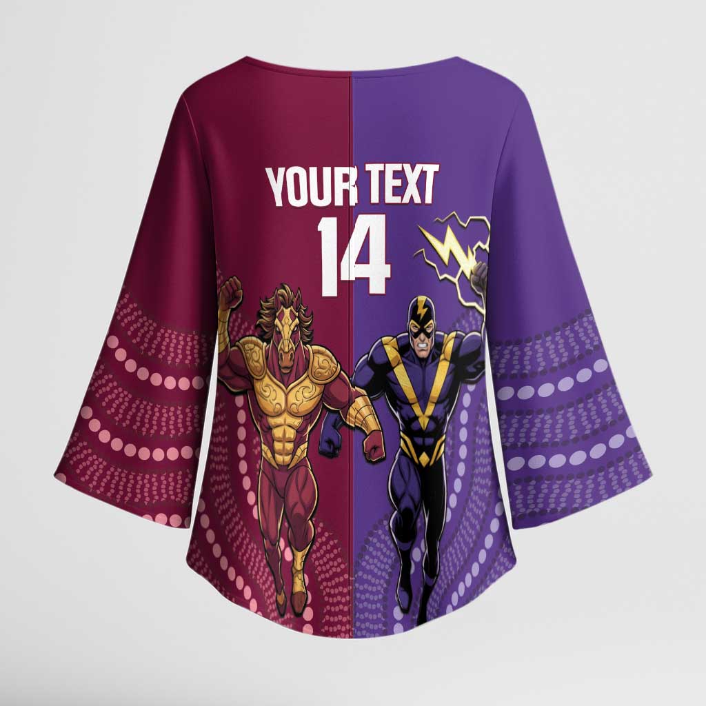Storm And Broncos Rugby Custom Kimono Sleeve Blouse Melbourne Brisbane Final Together Mascots Style - Aussie Hoodie
