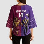 Storm And Broncos Rugby Custom Kimono Sleeve Blouse Melbourne Brisbane Final Together Mascots Style - Aussie Hoodie
