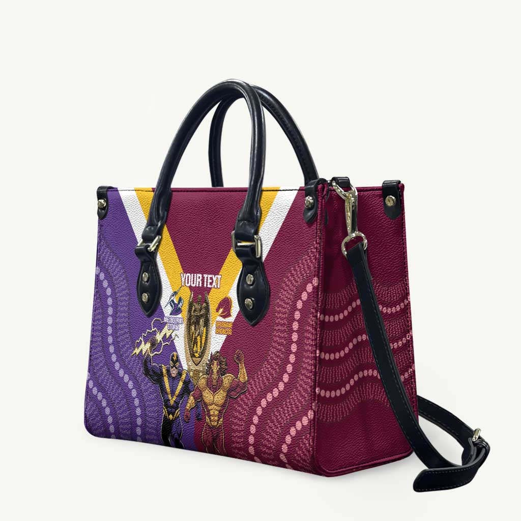 Storm And Broncos Rugby Custom Leather Bag Melbourne Brisbane Final Together Mascots Style - Aussie Hoodie