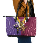Storm And Broncos Rugby Custom Leather Tote Bag Melbourne Brisbane Final Together Mascots Style - Aussie Hoodie