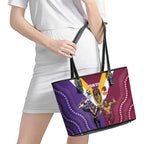 Storm And Broncos Rugby Custom Leather Tote Bag Melbourne Brisbane Final Together Mascots Style - Aussie Hoodie