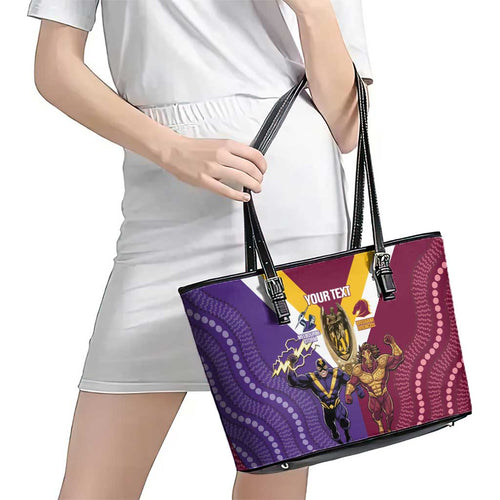 Storm And Broncos Rugby Custom Leather Tote Bag Melbourne Brisbane Final Together Mascots Style - Aussie Hoodie