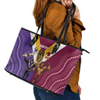 Storm And Broncos Rugby Custom Leather Tote Bag Melbourne Brisbane Final Together Mascots Style - Aussie Hoodie