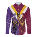 Storm And Broncos Rugby Custom Long Sleeve Button Shirt Melbourne Brisbane Final Together Mascots Style - Aussie Hoodie