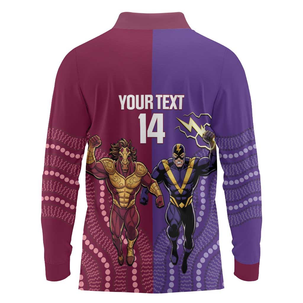 Storm And Broncos Rugby Custom Long Sleeve Polo Shirt Melbourne Brisbane Final Together Mascots Style - Aussie Hoodie