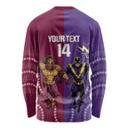 Storm And Broncos Rugby Custom Long Sleeve Shirt Melbourne Brisbane Final Together Mascots Style - Aussie Hoodie