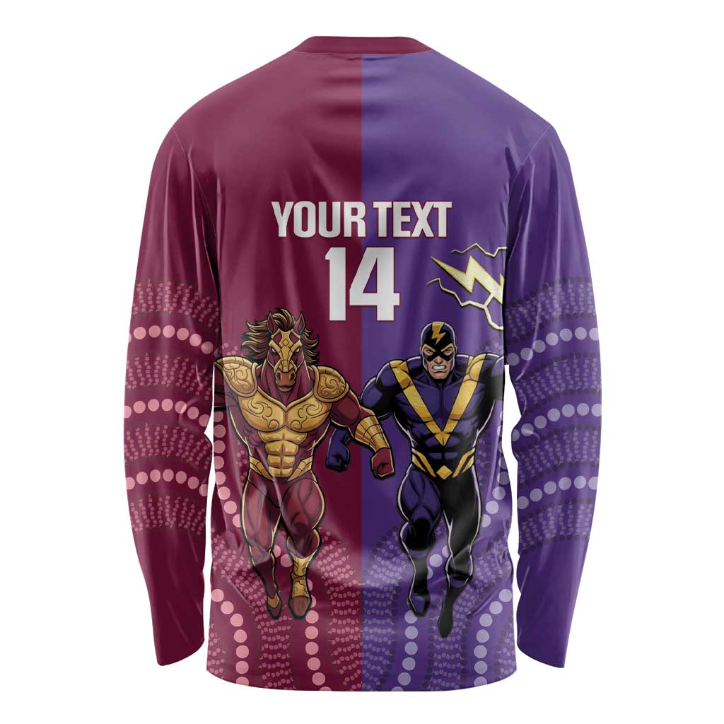 Storm And Broncos Rugby Custom Long Sleeve Shirt Melbourne Brisbane Final Together Mascots Style - Aussie Hoodie