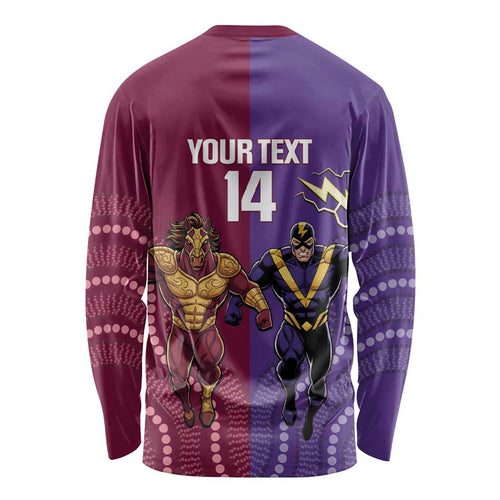 Storm And Broncos Rugby Custom Long Sleeve Shirt Melbourne Brisbane Final Together Mascots Style - Aussie Hoodie