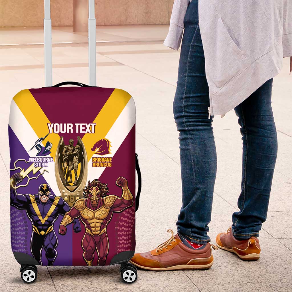 Storm And Broncos Rugby Custom Luggage Cover Melbourne Brisbane Final Together Mascots Style - Aussie Hoodie
