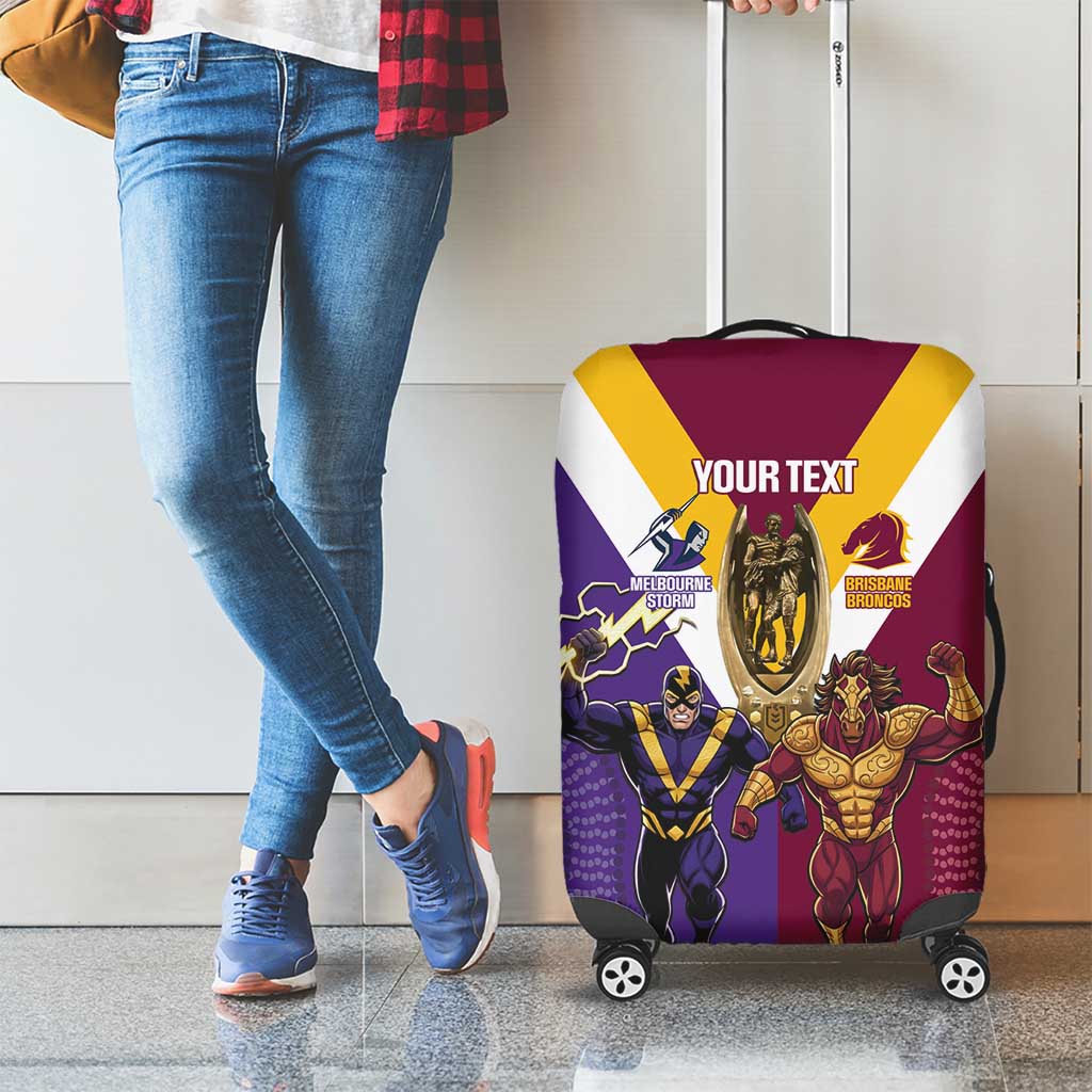 Storm And Broncos Rugby Custom Luggage Cover Melbourne Brisbane Final Together Mascots Style - Aussie Hoodie