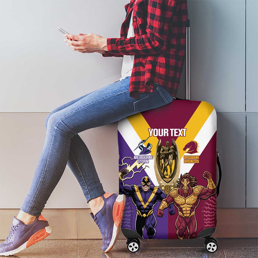 Storm And Broncos Rugby Custom Luggage Cover Melbourne Brisbane Final Together Mascots Style - Aussie Hoodie