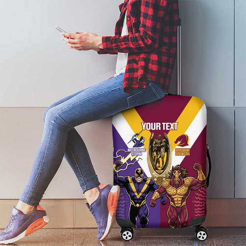 Storm And Broncos Rugby Custom Luggage Cover Melbourne Brisbane Final Together Mascots Style - Aussie Hoodie