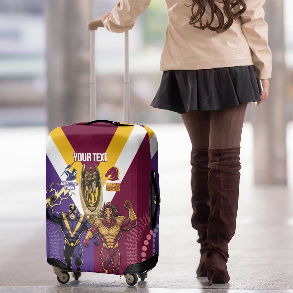 Storm And Broncos Rugby Custom Luggage Cover Melbourne Brisbane Final Together Mascots Style - Aussie Hoodie