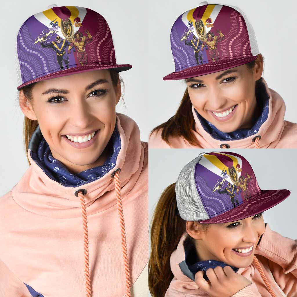 Storm And Broncos Rugby Mesh Trucker Cap Melbourne Brisbane Final Together Mascots Style - Aussie Hoodie