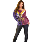 Storm And Broncos Rugby Custom Off Shoulder Sweater Melbourne Brisbane Final Together Mascots Style - Aussie Hoodie