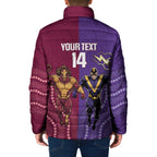 Storm And Broncos Rugby Custom Padded Jacket Melbourne Brisbane Final Together Mascots Style - Aussie Hoodie
