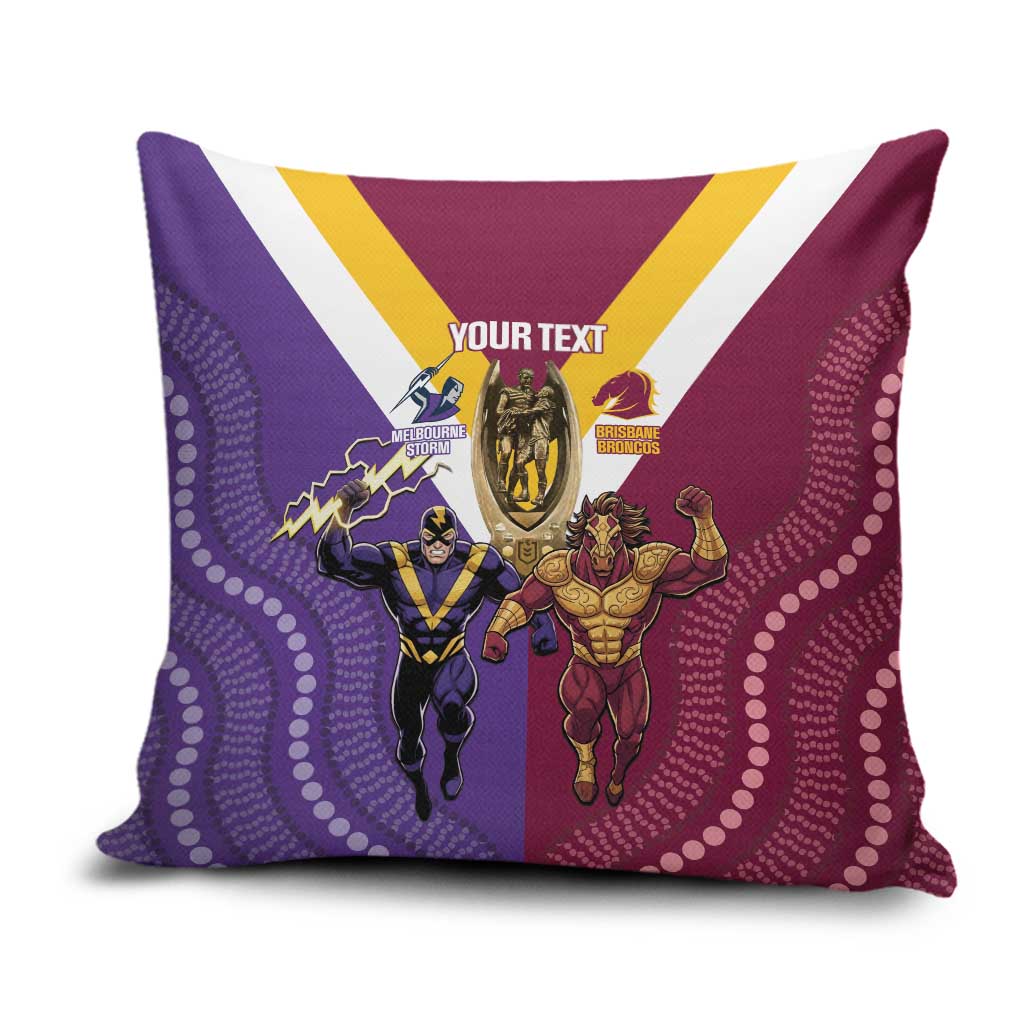 Storm And Broncos Rugby Custom Pillow Cover Melbourne Brisbane Final Together Mascots Style - Aussie Hoodie