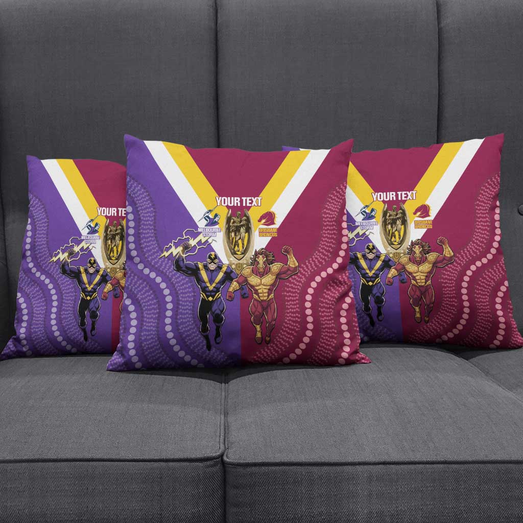 Storm And Broncos Rugby Custom Pillow Cover Melbourne Brisbane Final Together Mascots Style - Aussie Hoodie