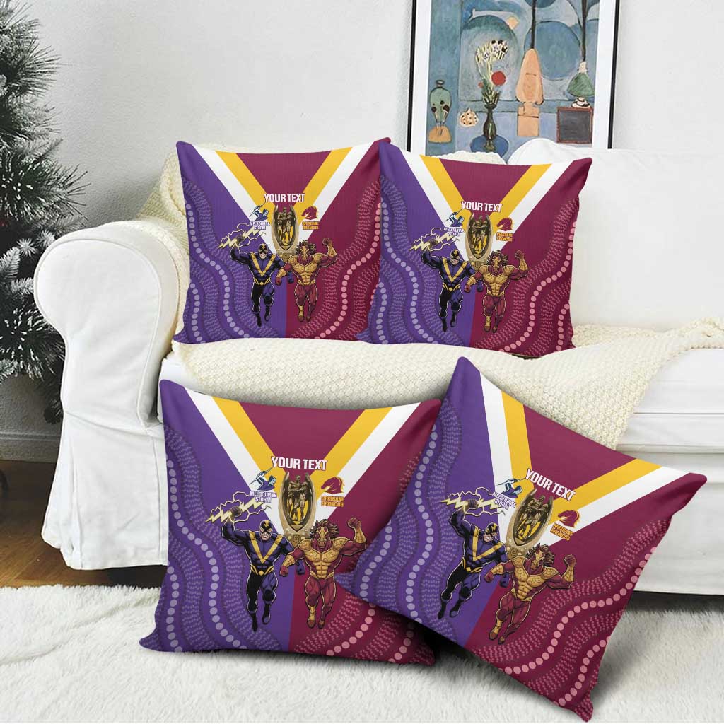 Storm And Broncos Rugby Custom Pillow Cover Melbourne Brisbane Final Together Mascots Style - Aussie Hoodie