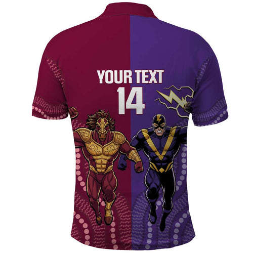 Storm And Broncos Rugby Custom Polo Shirt Melbourne Brisbane Final Together Mascots Style - Aussie Hoodie