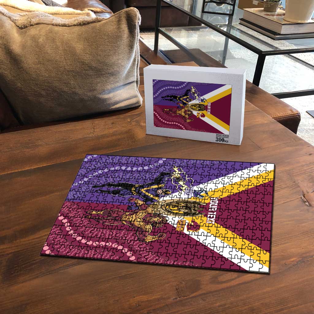 Storm And Broncos Rugby Custom Puzzle Melbourne Brisbane Final Together Mascots Style - Aussie Hoodie