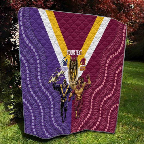 Storm And Broncos Rugby Custom Quilt Melbourne Brisbane Final Together Mascots Style - Aussie Hoodie