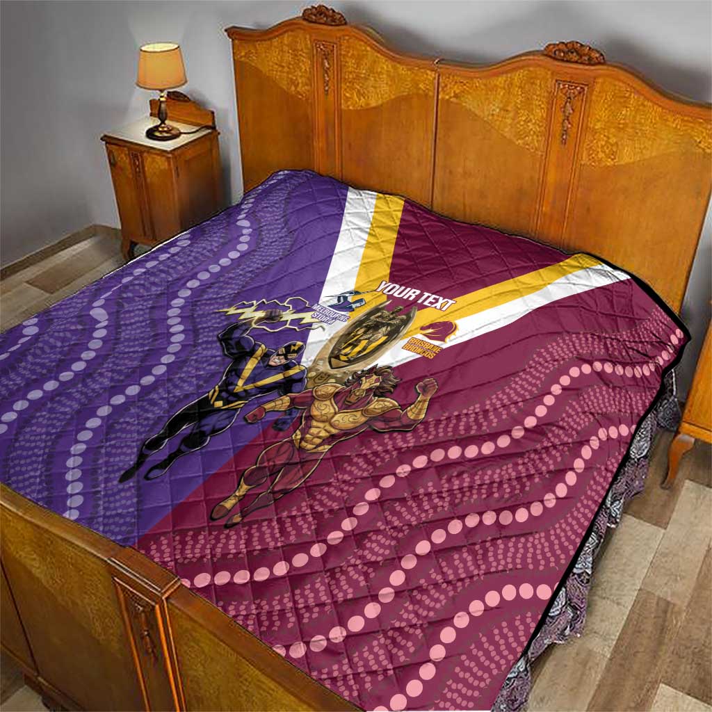 Storm And Broncos Rugby Custom Quilt Melbourne Brisbane Final Together Mascots Style - Aussie Hoodie