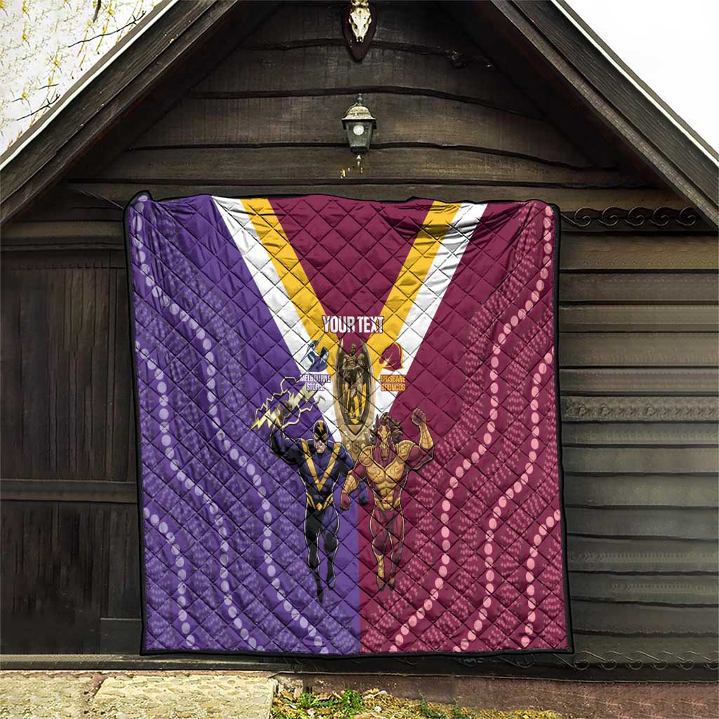 Storm And Broncos Rugby Custom Quilt Melbourne Brisbane Final Together Mascots Style - Aussie Hoodie