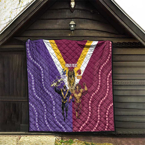 Storm And Broncos Rugby Custom Quilt Melbourne Brisbane Final Together Mascots Style - Aussie Hoodie