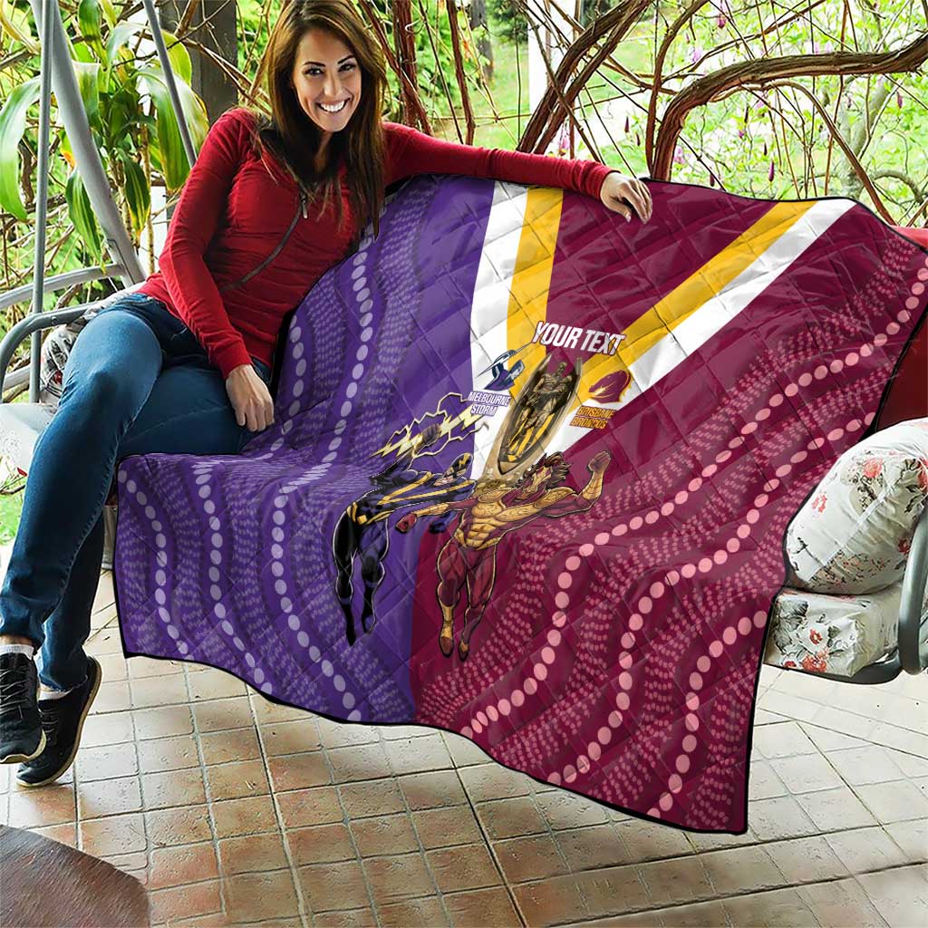 Storm And Broncos Rugby Custom Quilt Melbourne Brisbane Final Together Mascots Style - Aussie Hoodie