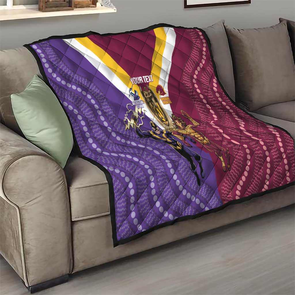 Storm And Broncos Rugby Custom Quilt Melbourne Brisbane Final Together Mascots Style - Aussie Hoodie