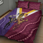 Storm And Broncos Rugby Custom Quilt Bed Set Melbourne Brisbane Final Together Mascots Style - Aussie Hoodie