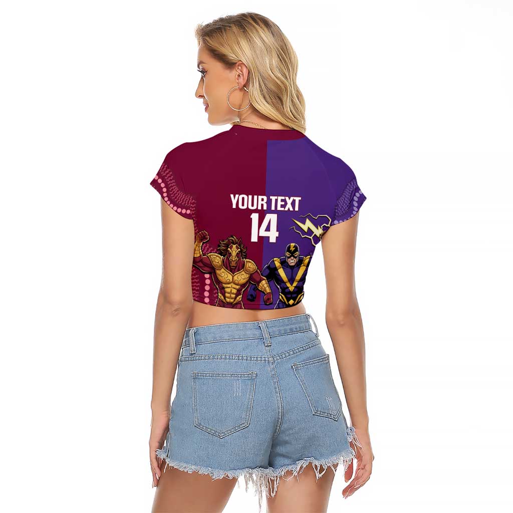 Storm And Broncos Rugby Custom Raglan Cropped T Shirt Melbourne Brisbane Final Together Mascots Style - Aussie Hoodie