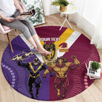 Storm And Broncos Rugby Custom Round Carpet Melbourne Brisbane Final Together Mascots Style - Aussie Hoodie