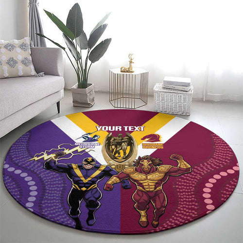Storm And Broncos Rugby Custom Round Carpet Melbourne Brisbane Final Together Mascots Style - Aussie Hoodie