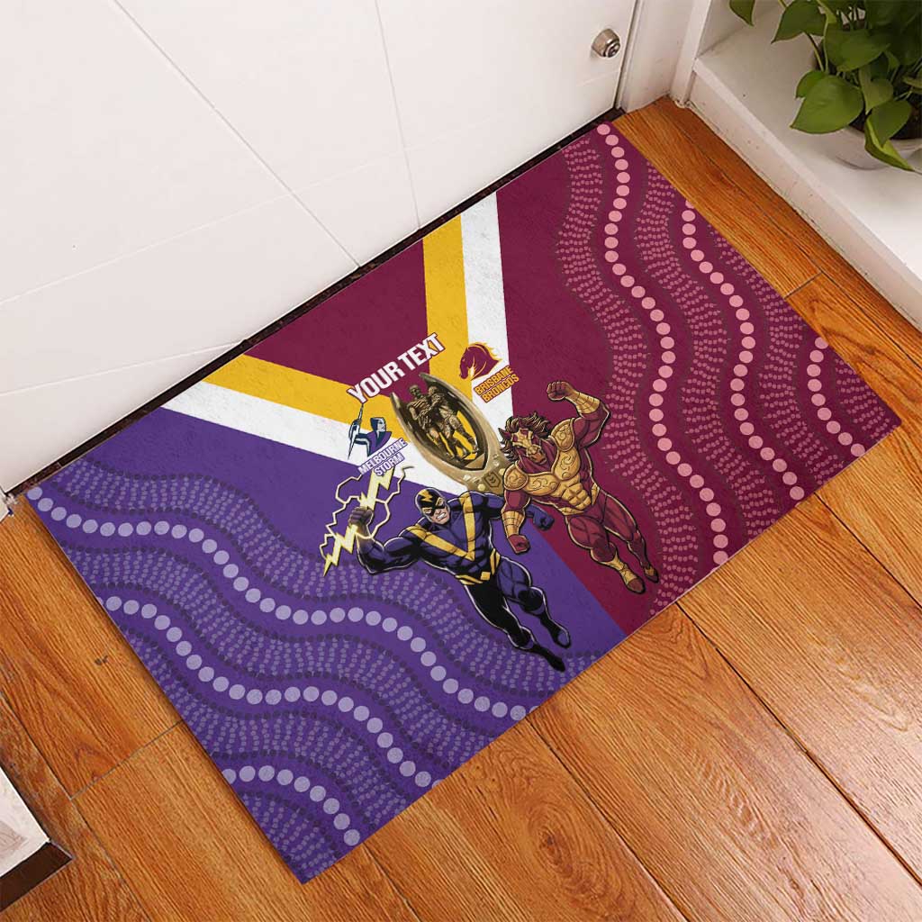 Storm And Broncos Rugby Custom Rubber Doormat Melbourne Brisbane Final Together Mascots Style - Aussie Hoodie