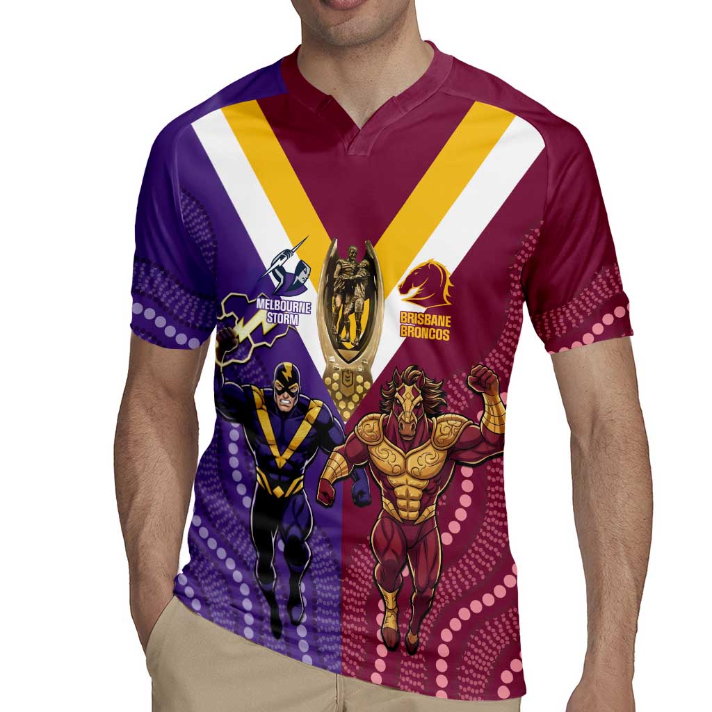 Storm And Broncos Rugby Custom Rugby Jersey Melbourne Brisbane Final Together Mascots Style - Aussie Hoodie