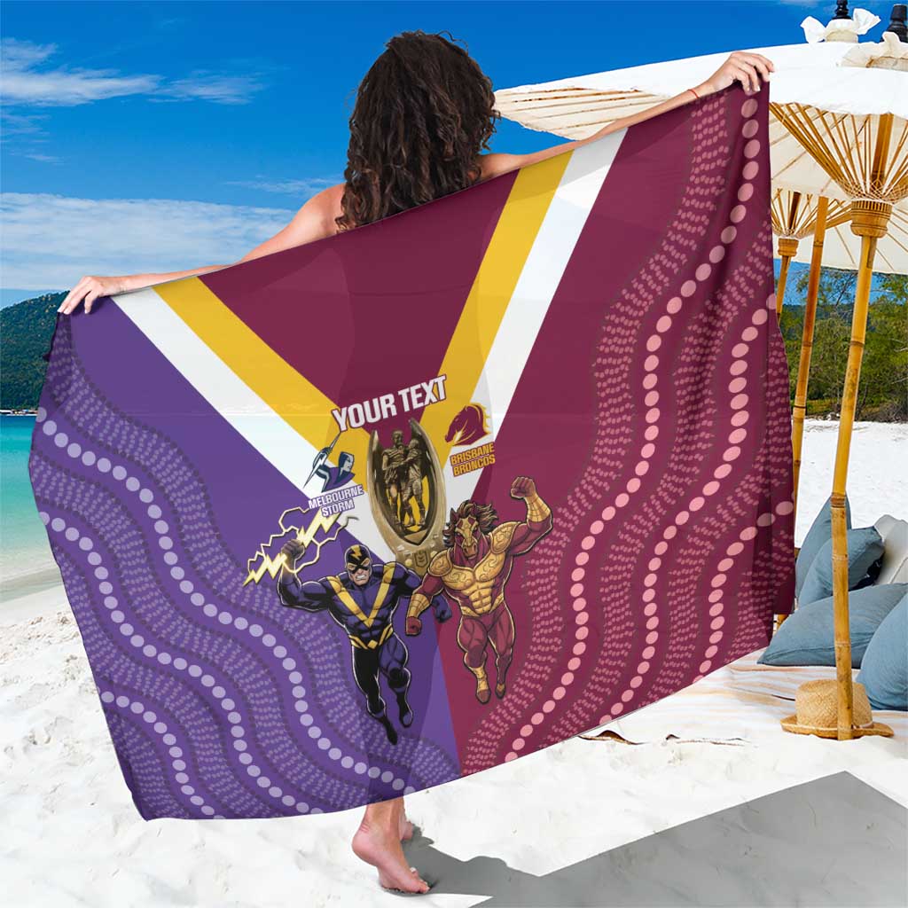 Storm And Broncos Rugby Custom Sarong Melbourne Brisbane Final Together Mascots Style - Aussie Hoodie