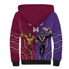 Storm And Broncos Rugby Custom Sherpa Hoodie Melbourne Brisbane Final Together Mascots Style - Aussie Hoodie