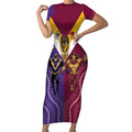 Storm And Broncos Rugby Custom Short Sleeve Bodycon Dress Melbourne Brisbane Final Together Mascots Style - Aussie Hoodie
