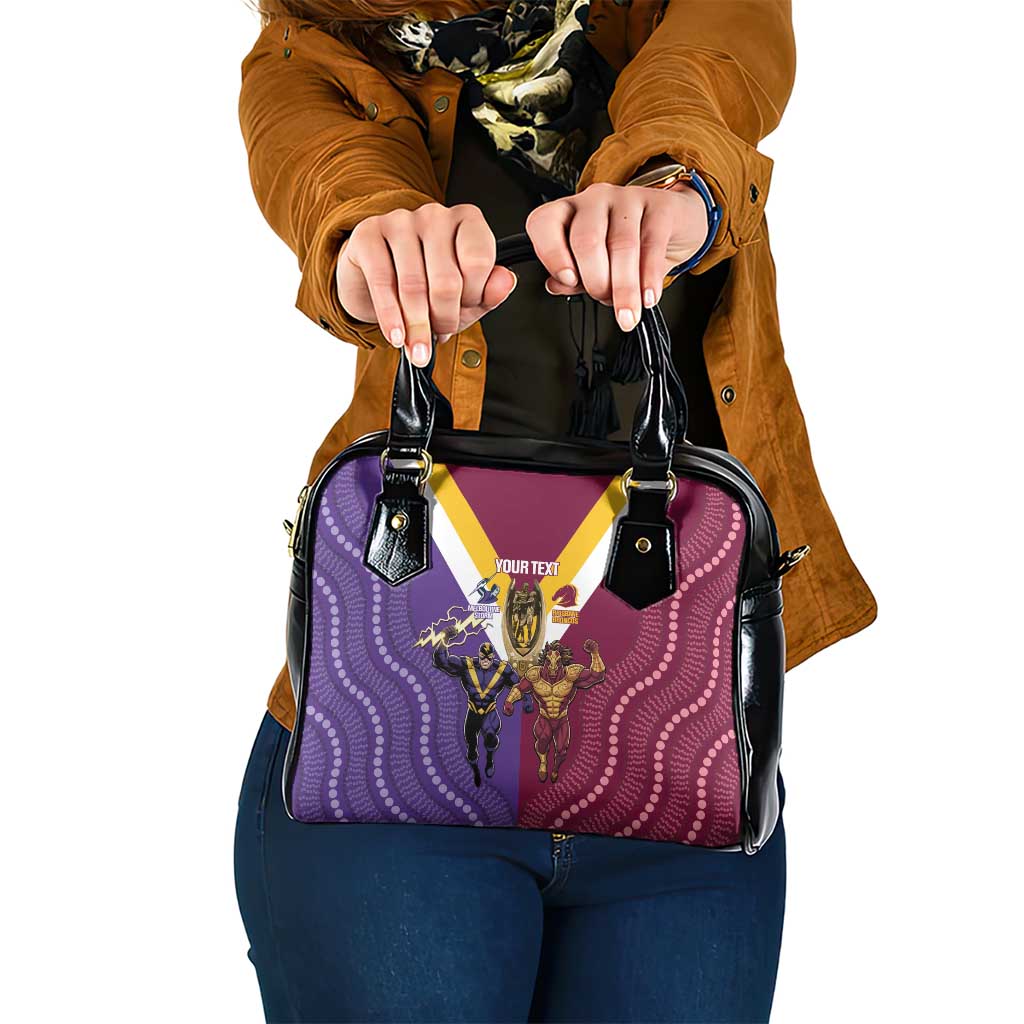 Storm And Broncos Rugby Custom Shoulder Handbag Melbourne Brisbane Final Together Mascots Style - Aussie Hoodie