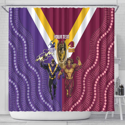 Storm And Broncos Rugby Custom Shower Curtain Melbourne Brisbane Final Together Mascots Style - Aussie Hoodie
