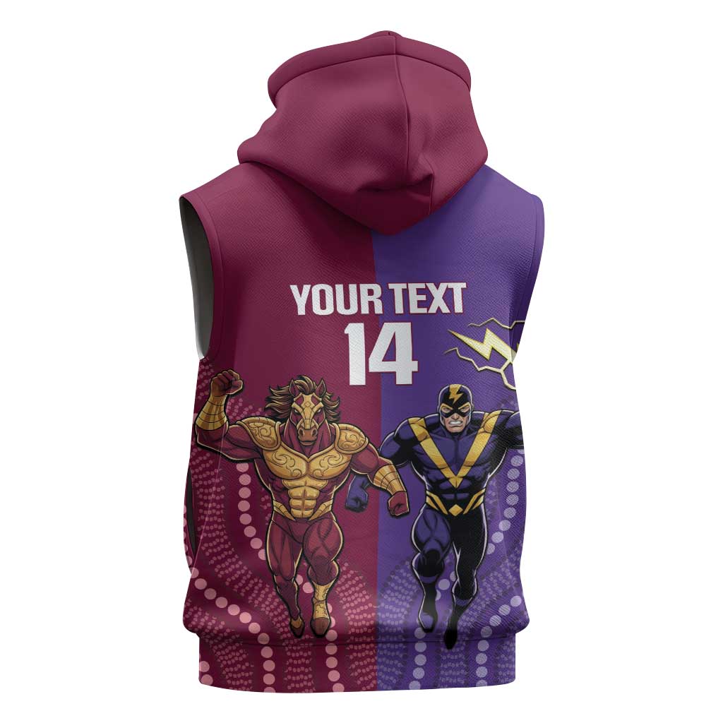 Storm And Broncos Rugby Custom Sleeveless Hoodie Melbourne Brisbane Final Together Mascots Style - Aussie Hoodie