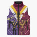 Storm And Broncos Rugby Custom Sleeveless Puffer Jacket Melbourne Brisbane Final Together Mascots Style - Aussie Hoodie