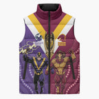Storm And Broncos Rugby Custom Sleeveless Puffer Jacket Melbourne Brisbane Final Together Mascots Style - Aussie Hoodie